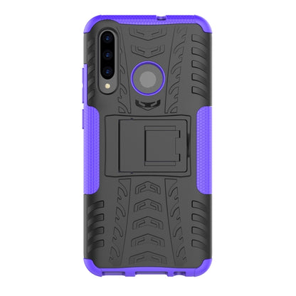 Tire Texture TPU+PC Shockproof Case for Huawei P Smart+ 2019, with Holder (Purple) - Huawei Cases by buy2fix | Online Shopping UK | buy2fix