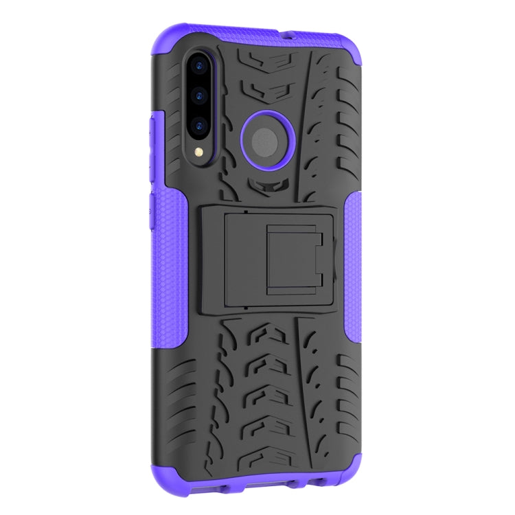 Tire Texture TPU+PC Shockproof Case for Huawei P Smart+ 2019, with Holder (Purple) - Huawei Cases by buy2fix | Online Shopping UK | buy2fix