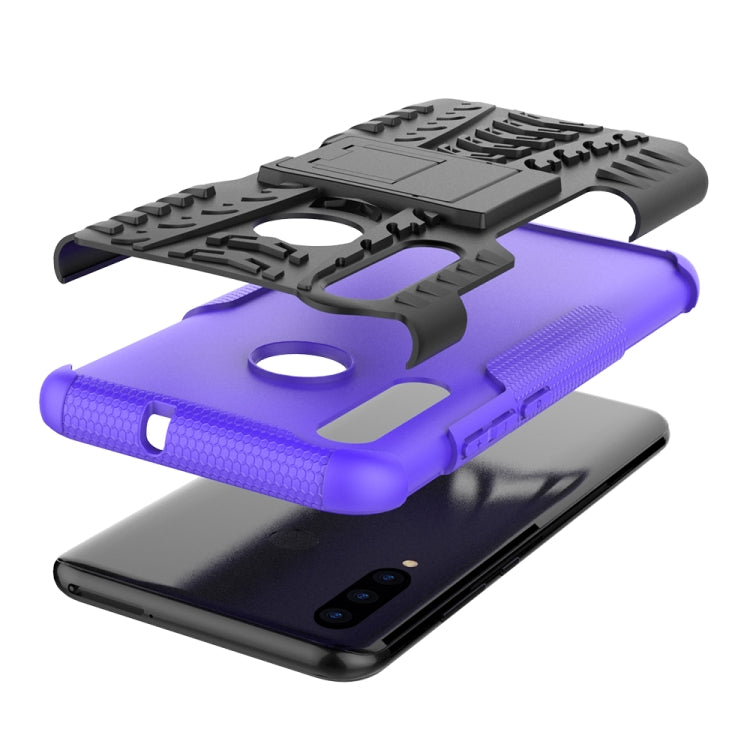 Tire Texture TPU+PC Shockproof Case for Huawei P Smart+ 2019, with Holder (Purple) - Huawei Cases by buy2fix | Online Shopping UK | buy2fix