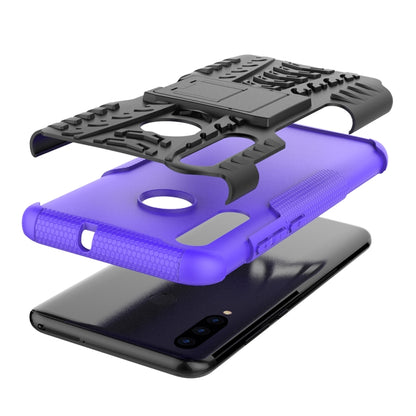 Tire Texture TPU+PC Shockproof Case for Huawei P Smart+ 2019, with Holder (Purple) - Huawei Cases by buy2fix | Online Shopping UK | buy2fix