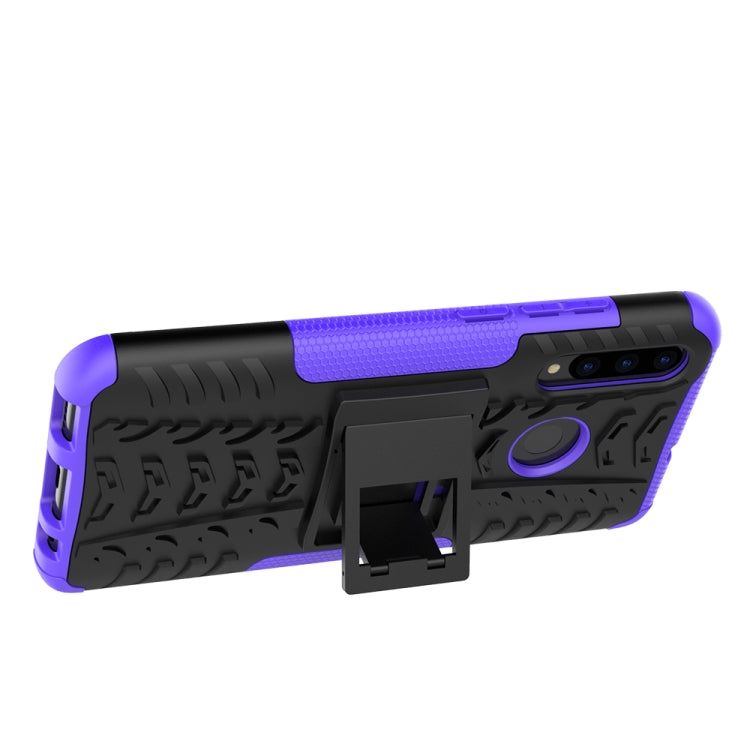 Tire Texture TPU+PC Shockproof Case for Huawei P Smart+ 2019, with Holder (Purple) - Huawei Cases by buy2fix | Online Shopping UK | buy2fix
