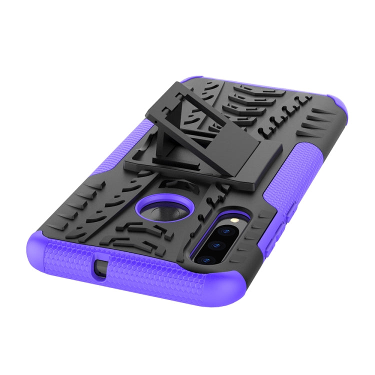 Tire Texture TPU+PC Shockproof Case for Huawei P Smart+ 2019, with Holder (Purple) - Huawei Cases by buy2fix | Online Shopping UK | buy2fix