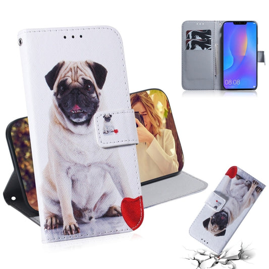 Pug Pattern Coloured Drawing Horizontal Flip Leather Case for Huawei P Smart+ 2019 / Nova 3i, with Holder & Card Slots & Wallet - Huawei Cases by buy2fix | Online Shopping UK | buy2fix