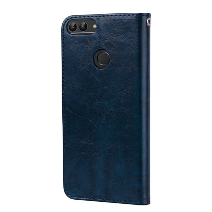 Business Style Oil Wax Texture Horizontal Flip Leather Case for Huawei P Smart / Enjoy 7S, with Holder & Card Slots & Wallet(Blue) - Huawei Cases by buy2fix | Online Shopping UK | buy2fix