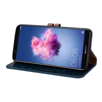 Business Style Oil Wax Texture Horizontal Flip Leather Case for Huawei P Smart / Enjoy 7S, with Holder & Card Slots & Wallet(Blue) - Huawei Cases by buy2fix | Online Shopping UK | buy2fix