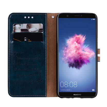 Business Style Oil Wax Texture Horizontal Flip Leather Case for Huawei P Smart / Enjoy 7S, with Holder & Card Slots & Wallet(Blue) - Huawei Cases by buy2fix | Online Shopping UK | buy2fix