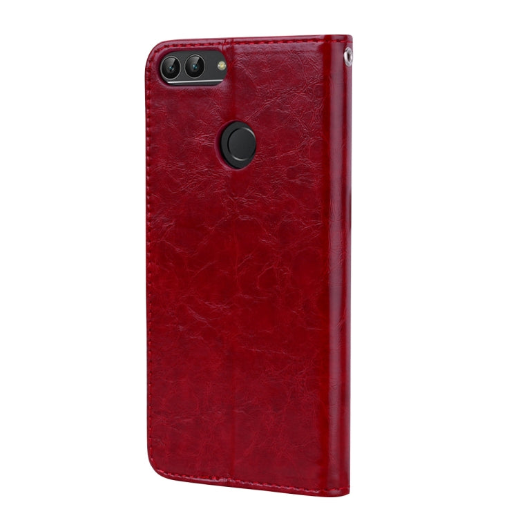 Business Style Oil Wax Texture Horizontal Flip Leather Case for Huawei P Smart / Enjoy 7S, with Holder & Card Slots & Wallet(Red) - Huawei Cases by buy2fix | Online Shopping UK | buy2fix