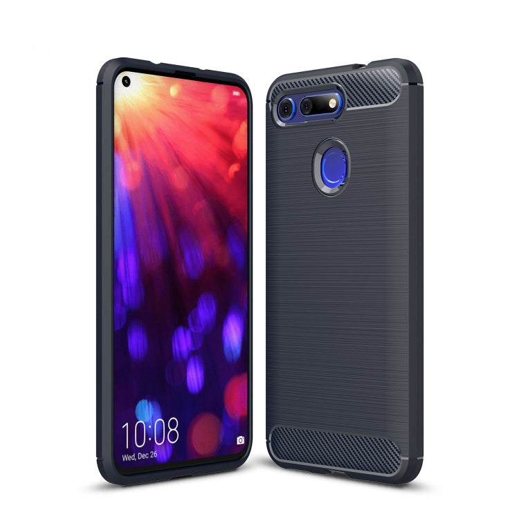 Brushed Texture Carbon Fiber Shockproof TPU Case for Huawei Honor View 20(Navy Blue) by buy2fix