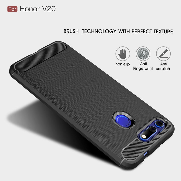 Brushed Texture Carbon Fiber Shockproof TPU Case for Huawei Honor View 20(Navy Blue) by buy2fix