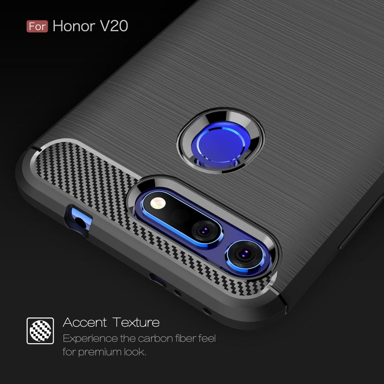 Brushed Texture Carbon Fiber Shockproof TPU Case for Huawei Honor View 20(Navy Blue) by buy2fix
