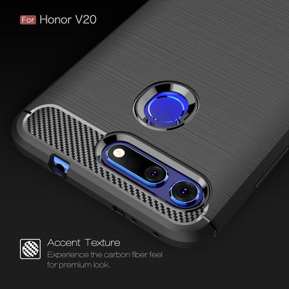 Brushed Texture Carbon Fiber Shockproof TPU Case for Huawei Honor View 20(Navy Blue) by buy2fix