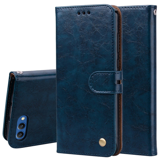 Business Style Oil Wax Texture Horizontal Flip Leather Case for Huawei Honor 10, with Holder & Card Slots & Wallet(Blue) - Honor Cases by buy2fix | Online Shopping UK | buy2fix
