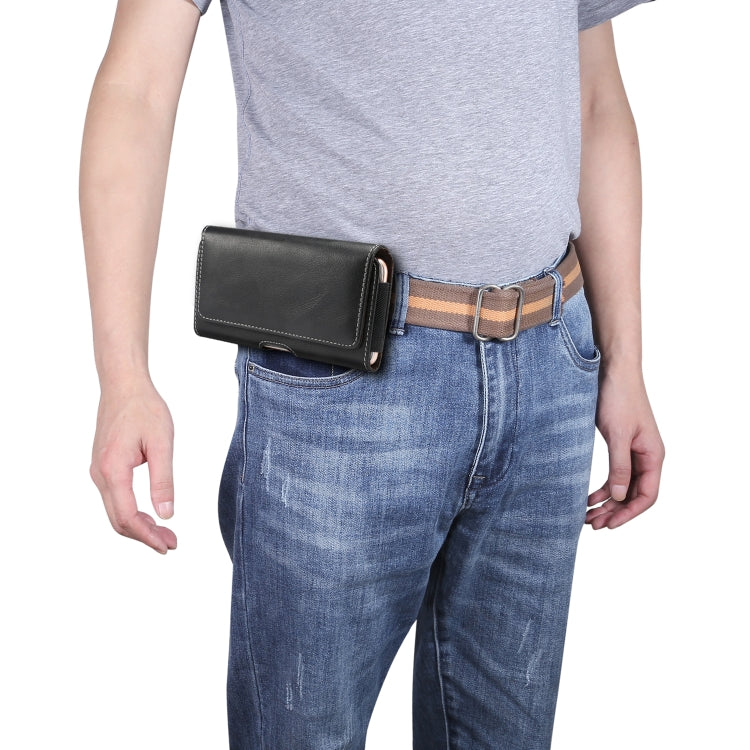 Men Lambskin Texture Multi-functional Universal Mobile Phone Waist Pack Leather Case for 6.9 Inch or Below Smartphones(Black) - Huawei Cases by buy2fix | Online Shopping UK | buy2fix