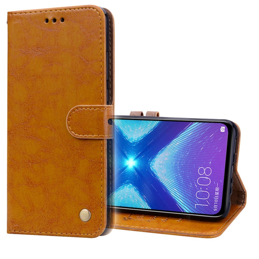Business Style Oil Wax Texture Horizontal Flip Leather Case for Huawei Honor 8X, with Holder & Card Slots & Wallet(Light Brown) by buy2fix