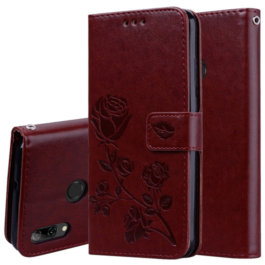 Rose Embossed Horizontal Flip PU Leather Case for Huawei P Smart 2019, with Holder & Card Slots & Wallet(Brown) - Huawei Cases by buy2fix | Online Shopping UK | buy2fix