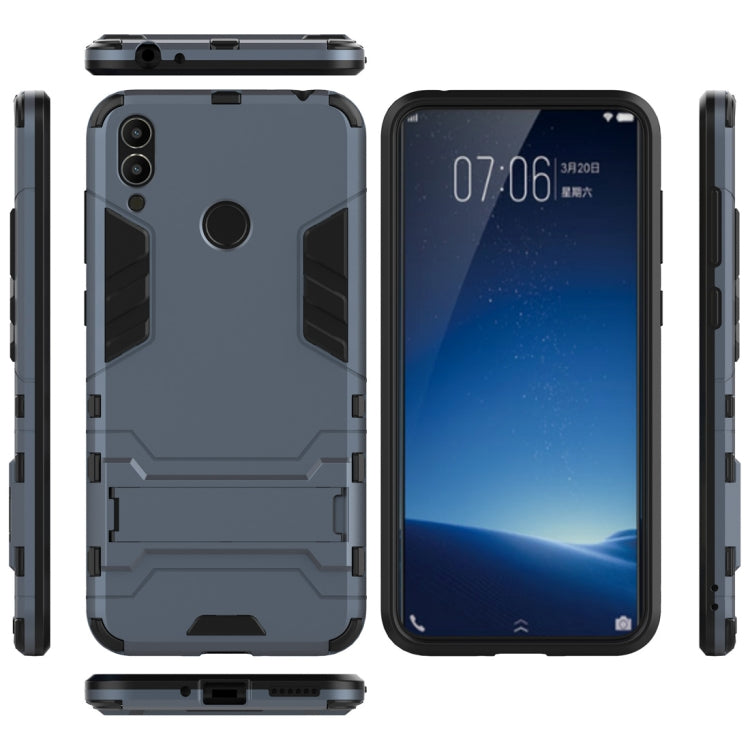Shockproof PC + TPU Case for Huawei Honor 8C, with Holder(Navy Blue) by buy2fix
