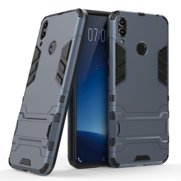 Shockproof PC + TPU Case for Huawei Honor 8C, with Holder(Navy Blue) by buy2fix