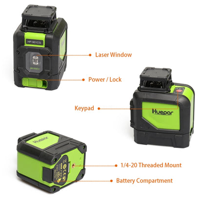 901CG H360 Degrees / V130 Degrees Laser Level Covering Walls and Floors 5 Line Green Beam IP54 Water / Dust proof(Green) - Laser Rangefinder by buy2fix | Online Shopping UK | buy2fix