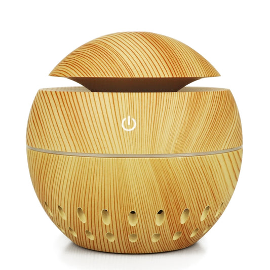 Wood Grain USB Hollowed-out Humidifier Seven Color Aromatherapy Lamp Automatic Alcohol Sprayer with Remote Control(Light Brown-2) - Air Purifiers & Accessories by buy2fix | Online Shopping UK | buy2fix