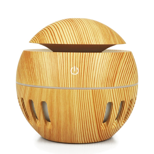 Wood Grain USB Hollowed-out Humidifier Seven Color Aromatherapy Lamp Automatic Alcohol Sprayer with Remote Control(Light Brown-3) - Air Purifiers & Accessories by buy2fix | Online Shopping UK | buy2fix