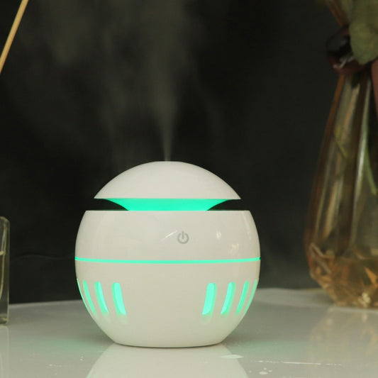 Wood Grain USB Hollowed-out Humidifier Seven Color Aromatherapy Lamp Automatic Alcohol Sprayer with Remote Control(White-1) - Air Purifiers & Accessories by buy2fix | Online Shopping UK | buy2fix