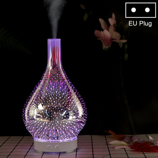 Mini 100ml Household Humidifier Ultrasonic Creative Purification 3D Glass Aromatherapy Machine Automatic Alcohol Sprayer, EU Plug