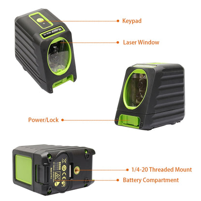 BOX-1G 1V1H 40mW & 10mW 2 Line Green Beam Laser Level Covering Walls and Floors (Green) - Laser Rangefinder by buy2fix | Online Shopping UK | buy2fix