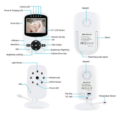 BM-SM24 2.4 inch LCD 2.4GHz Wireless Surveillance Camera Baby Monitor with 8-IR LED Night Vision, Two Way Voice Talk(White) - Baby Monitor by buy2fix | Online Shopping UK | buy2fix