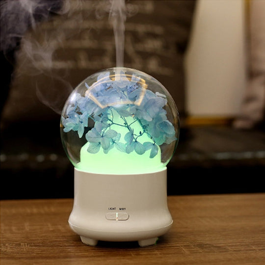 Humidificateur d'air de diffuseur d'aromathérapie de fleurs de gypsophile de ML-824 100ML avec la lumière LED colorée pour le bureau/maison (bleu)