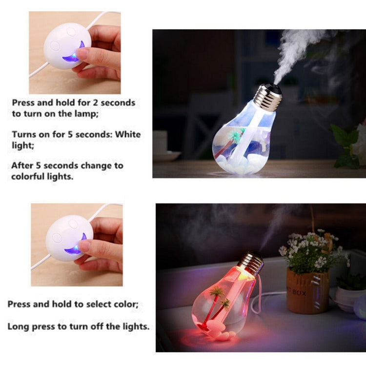 400ML Colorful Light Portable Bulb Shape Aromatherapy Air Purifier Humidifier for Home / Office / Car(Silver) - Air Purifiers & Accessories by buy2fix | Online Shopping UK | buy2fix