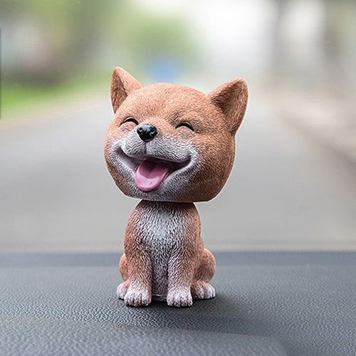 Shaking Head Dog Car Ornaments Resins Lovely Cartoon Dog New Year Gifts with Double-sided Adhesive Tape by buy2fix