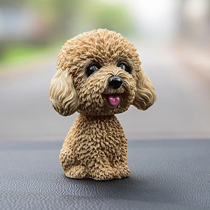 Shaking Head Dog Car Ornaments Resins Lovely Cartoon Dog New Year Gifts with Double-sided Adhesive Tape by buy2fix