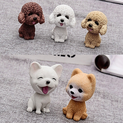 Shaking Head Dog Car Ornaments Resins Lovely Cartoon Dog New Year Gifts with Double-sided Adhesive Tape by buy2fix