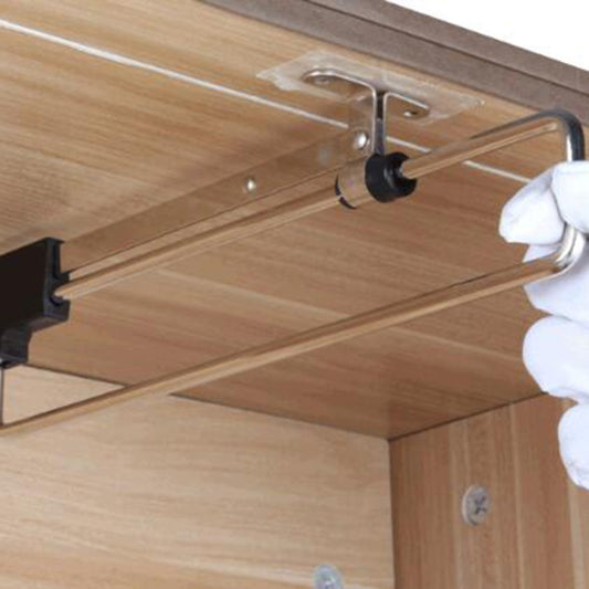 Telescopic Rail Pull-Out Wardrobe Clothes Hanger(30cm) - Shelf & Hooks by buy2fix | Online Shopping UK | buy2fix