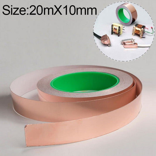 Pure Copper Double-sided Conductive Copper Foil Tape Signal Masking Tape, Size: 20m x 10mm - Tapes by buy2fix | Online Shopping UK | buy2fix