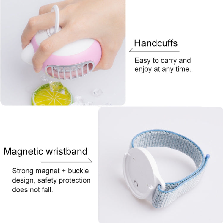 LORDNINO SBF003 3W USB Charging Portable Electric Fan with Magnetic Wristband, 3 Speed Control (Blue) by buy2fix