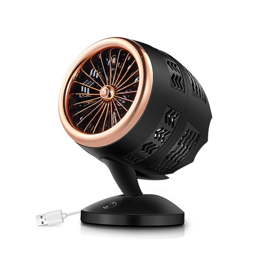Portable Adjustable Mini USB Charging Air Convection Cycle Desktop Electric Fan Air Cooler, Support 2 Speed Control (Black Gold) by buy2fix