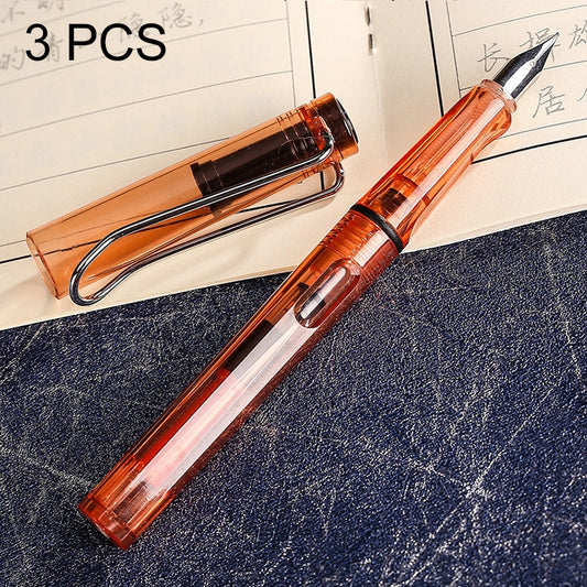 3 PCS School Office Extra Fine Titanium Alloy Nib Transparent Piston Fountain Pen(Black), Random Delivery(0.5mm/0.38mm Nib) - Fountain Pens by buy2fix | Online Shopping UK | buy2fix