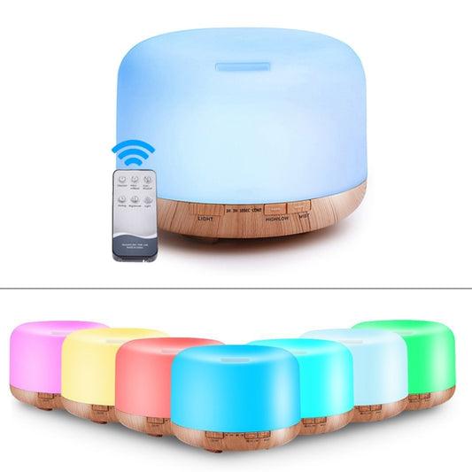 T500 Remote Control Wood Pattern Air Humidifier Automatic Alcohol Sprayer Essential Oil Diffuser Ultrasonic Mist Maker Ultrasonic Aroma Diffuser Atomizer Color LED, Capacity: 500ml, DC 24V, US Plug - Air Purifiers & Accessories by buy2fix | Online Shopping UK | buy2fix