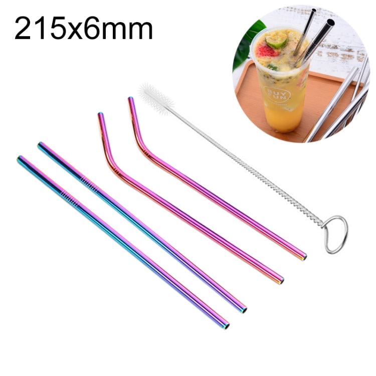 4pcs Reusable Stainless Steel Drinking Straw + Cleaner Brush Set Kit,  215*6mm(Colour) - Drinking Tools by buy2fix | Online Shopping UK | buy2fix