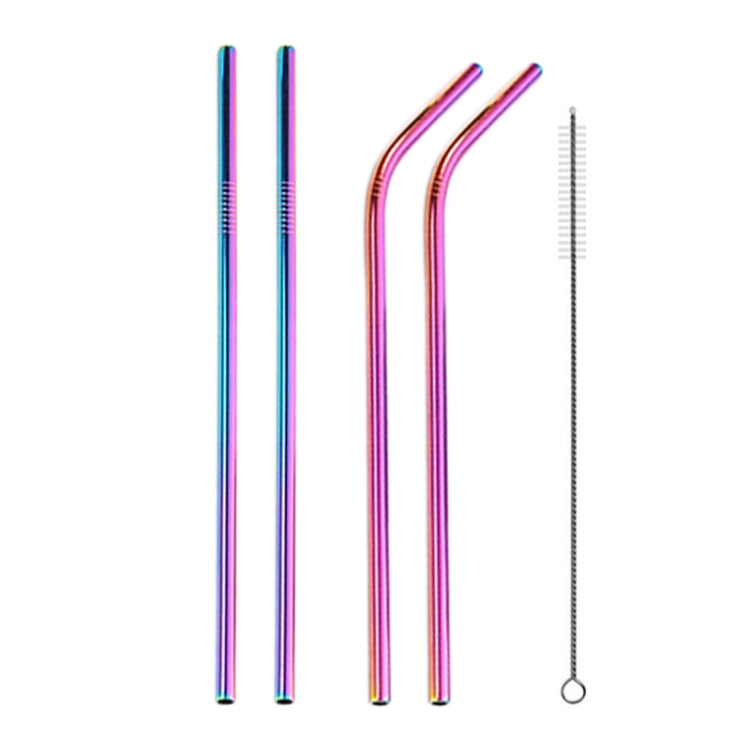 4pcs Reusable Stainless Steel Drinking Straw + Cleaner Brush Set Kit,  215*6mm(Colour) - Drinking Tools by buy2fix | Online Shopping UK | buy2fix