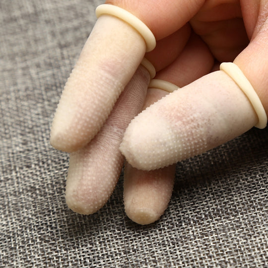 100 pcs / paquet gants de protection en latex antistatiques antidérapants durables du bout des doigts, taille: L, 2,8 * 6,5 cm (kaki)