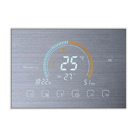 BHT-8000-GA-SS Brushed Stainless Steel Mirror Control Water Heating Energy-saving and Environmentally-friendly Smart Home Negative Display LCD Screen Round Room Thermostat without WiFi - Thermostat & Thermometer by buy2fix | Online Shopping UK | buy2fix