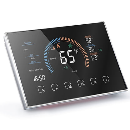 BHP-8000-SS 3H2C Smart Home Heat Pump Round Room Brushed Mirror Housing Thermostat without WiFi, AC 24V - Thermostat & Thermometer by buy2fix | Online Shopping UK | buy2fix