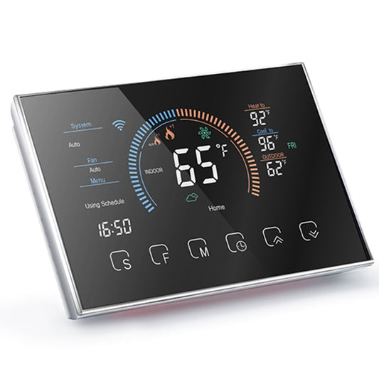 BHP-8000-WIFI-SS 3H2C Smart Home Heat Pump Round Room Brushed Mirror Housing Thermostat with WiFi, AC 24V - Thermostat & Thermometer by buy2fix | Online Shopping UK | buy2fix
