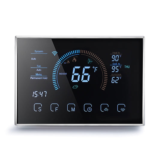 BHP-8000-WIFI-SS 3H2C Smart Home Heat Pump Round Room Brushed Mirror Housing Thermostat with WiFi, AC 24V - Thermostat & Thermometer by buy2fix | Online Shopping UK | buy2fix