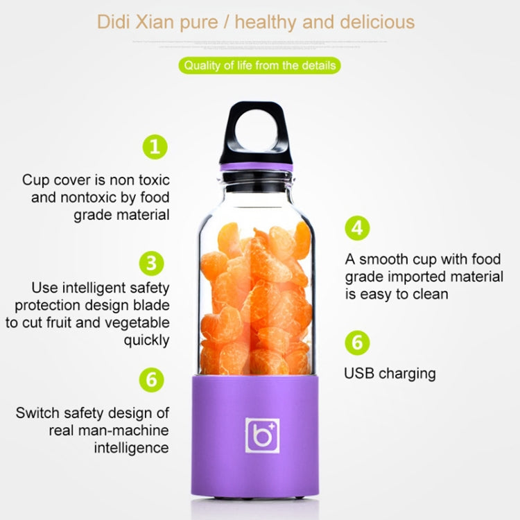 Bingo 500ml Mini Portable USB Rechargeable Electric Juicer Cup  Juicer Blender, 22000 Revolutions Per Minute(Purple) - Electric juicers by buy2fix | Online Shopping UK | buy2fix