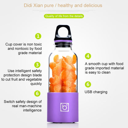 Bingo 500ml Mini Portable USB Rechargeable Electric Juicer Cup  Juicer Blender, 22000 Revolutions Per Minute(Purple) - Electric juicers by buy2fix | Online Shopping UK | buy2fix