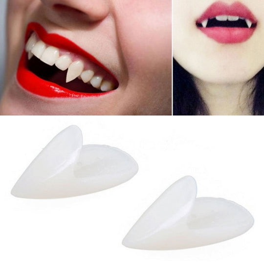 1 paire de prothèses dentaires pour fête d'Halloween, accessoires de 17mm, dents de Vampire, Zombie, diable, crocs