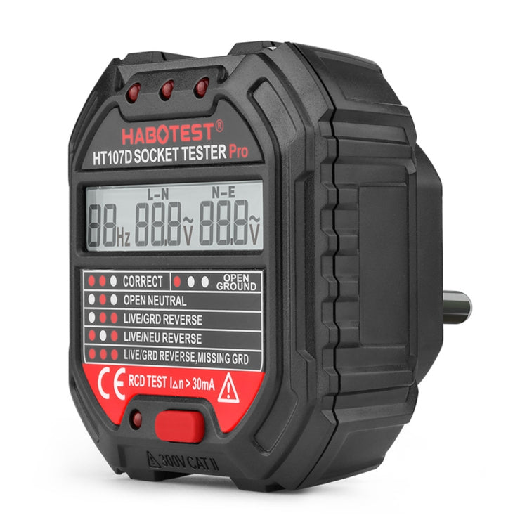 HABOTEST HT107D Multifunctional Digital Display Socket Tester (UK Plug) by HABOTEST